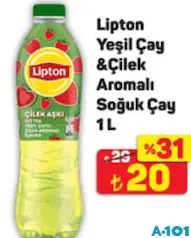 LİPTON YEŞİL ÇAY & ÇİLEK AROMALI SOĞUK ÇAY 1 L LİPTON YEŞİL ÇAY & ÇİLEK AROMALI SOĞUK ÇAY 1 L